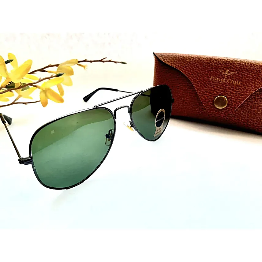 Porus Club Aviator Sunglasses Green:Buy Sunglasses