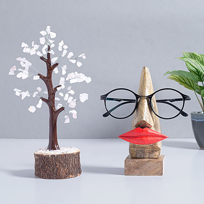 Wooden Spectacle Holder and Pink Wish Tree:Send Home Decor Gifts