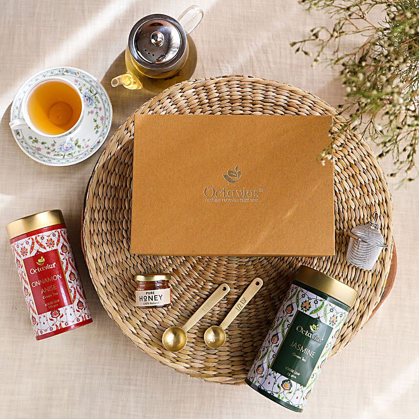 Octavius Wellness Green Tea Combo With Infuser & Honey