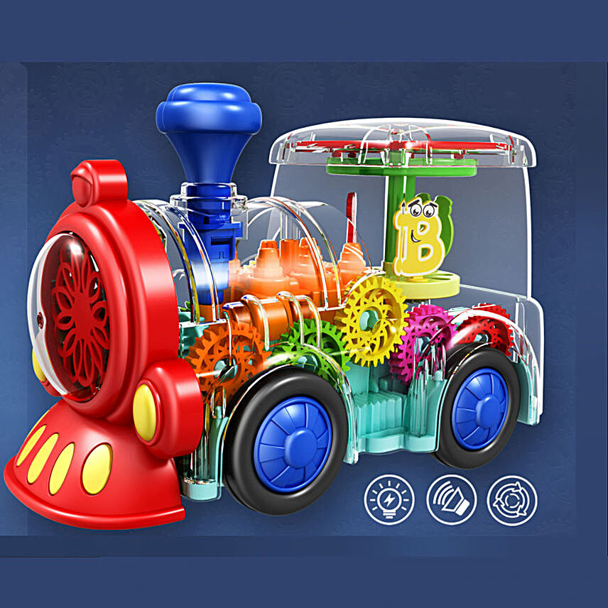 3D Colourful Lights Gear Transparent Train Toy