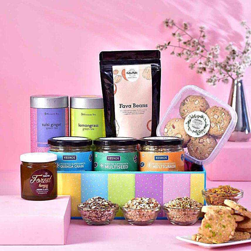 Healthy and Delectable Treats Tray:Gift Hampers for Her