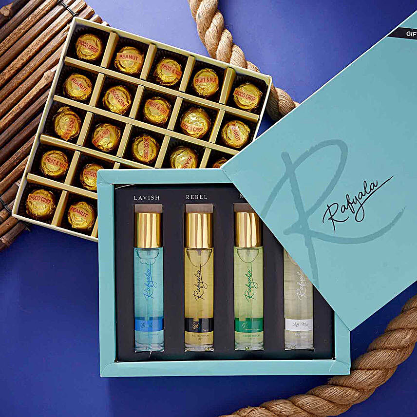 Rafyala EDP Set N Handmade Chocolates:Anniversary Gift Combos