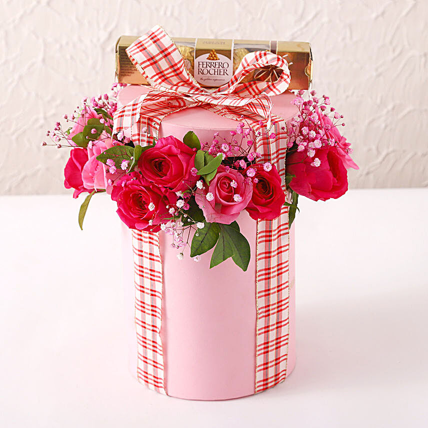 Rosy N Chocolatey Pink Round Box