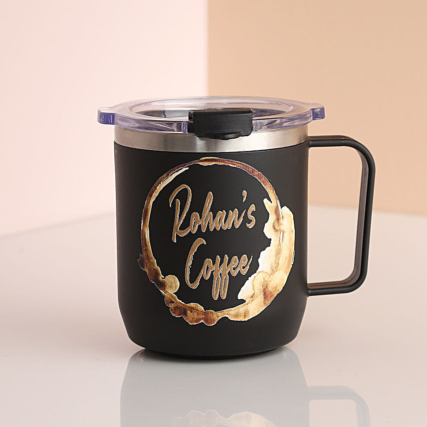 Personalised Black Coffee Mug With Handle:Personalised Mugs for Birthday