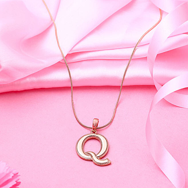 Buy/Send Estele Rosegold Initial Charm Pendant For Women Online- FNP
