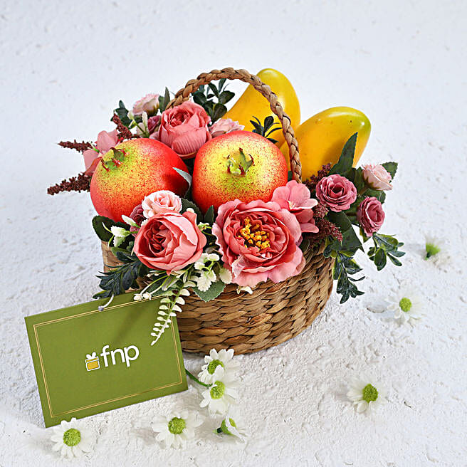 Buy/Send Artificial Fruits & Flower Small Basket Online FNP