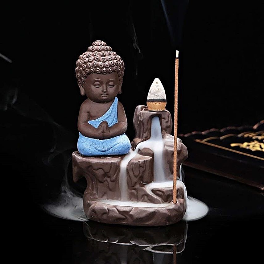 Blue Buddha Back Flow Smoke Fountain:Elegant Home Décor Gifts