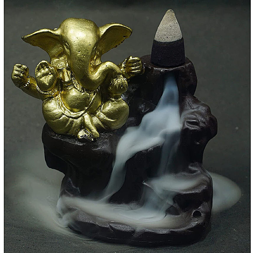 Golden Ganesha Back Flow Smoke Fountain:Elegant Home Décor Gifts