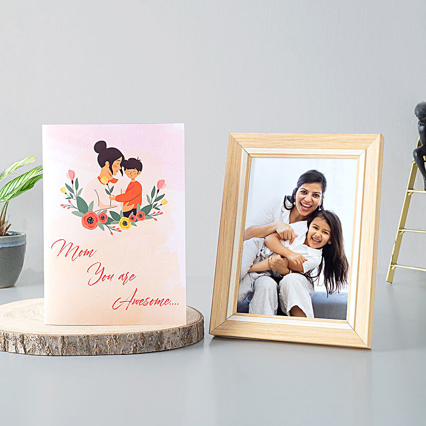 Mothers Day Personalised Photo Frame and Greeting Card:Personalised Photo Frames Delhi