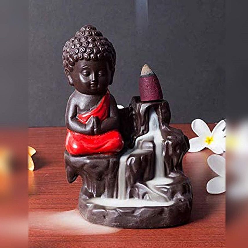 Red Buddha Back Flow Smoke Fountain:Elegant Home Décor Gifts