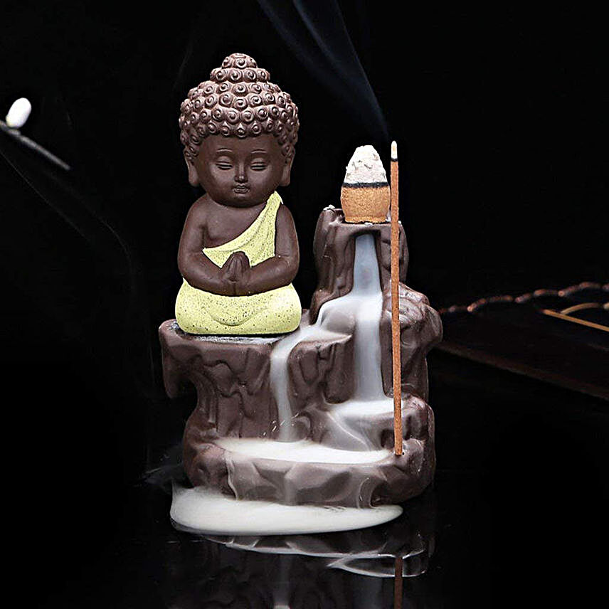 Yellow Buddha Back-Flow Smoke Fountain