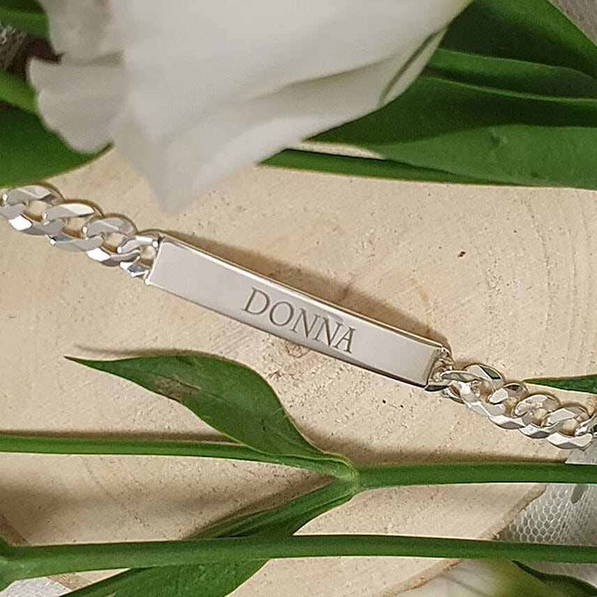 Personalised Mens Engraved Silver Bracelet