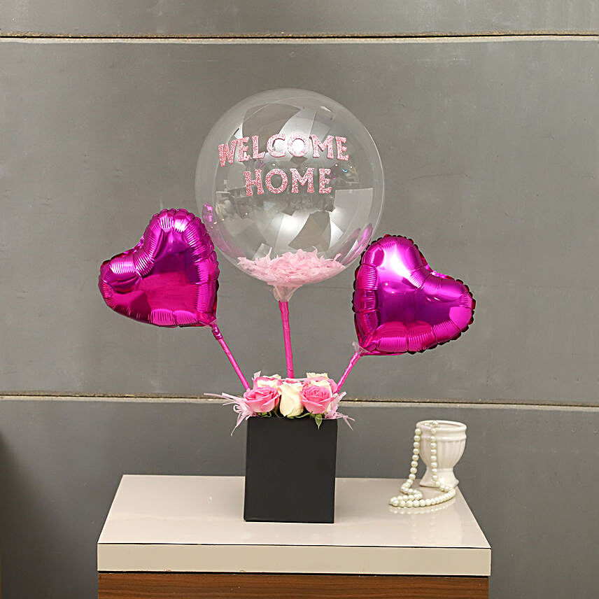 Welcome Home Balloon and Flowers Box:Balloon Bouquets