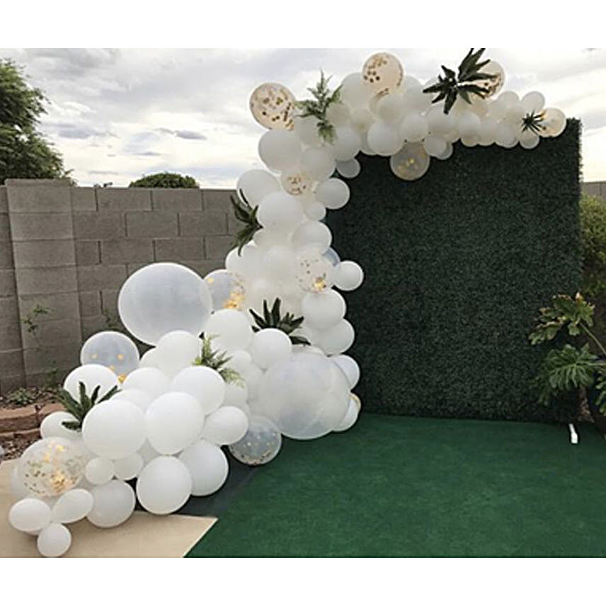 White Balloon Garland and Backdrop Premium Decor:Balloon Decorations