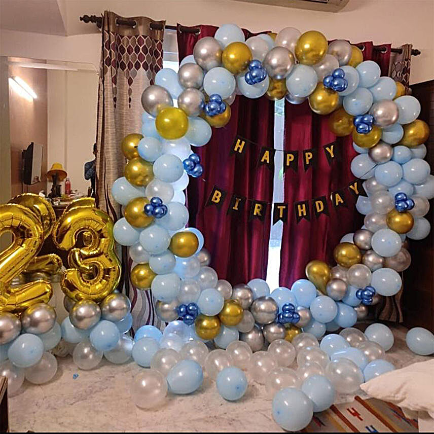 Happy Bday Personalised Balloon Ring Premium Decor:Balloon Decoration Ideas