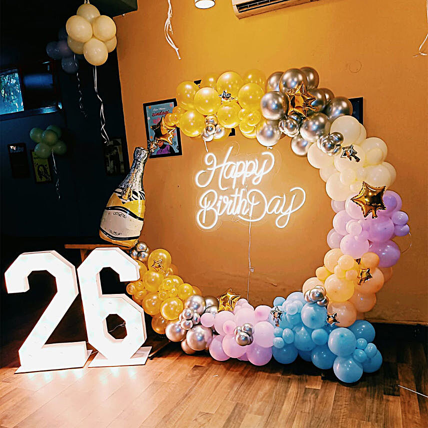B'day Personalised Colourful Balloon Ring Décor
