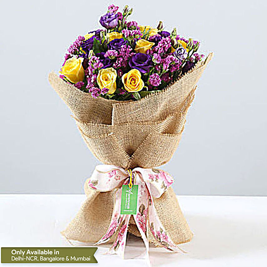 Send Online Colourful Bouquet Of Mixed Flowers:Premium Flowers