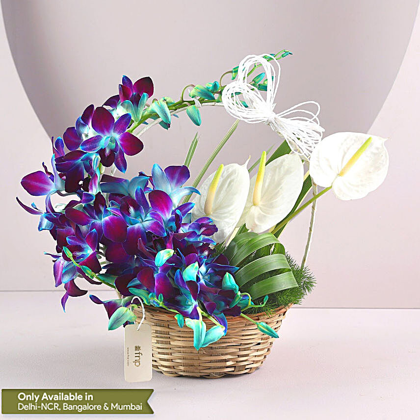 Exotic Orchids N Anthuriums Basket:Exotic Flowers