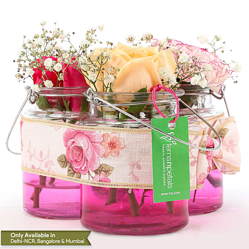 Order Online Jars Of Beautiful Flowers:Send Anniversary Gifts to Noida