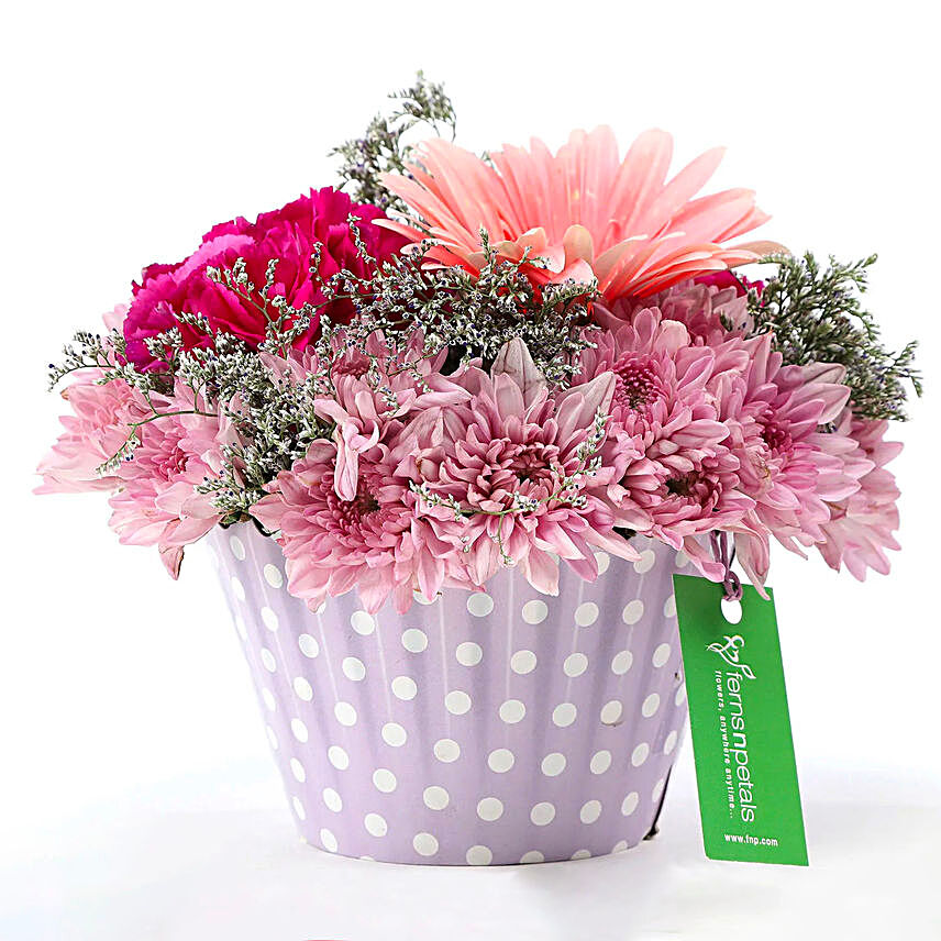 Buy Online Pink & Purple Mix Flower Arrangement:Flowers Under 500