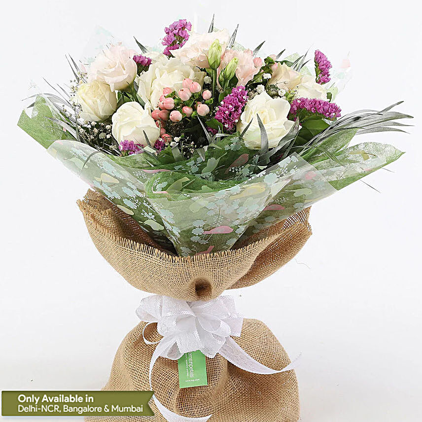 Order Online Pink & White Dreamy Floral Bouquet:Splendid Flower Bouquets