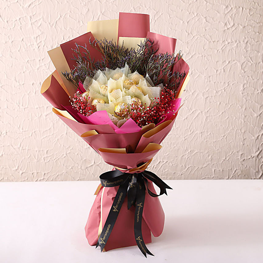 Sweet Rocher Bouquet:Send Chocolate Bouquet