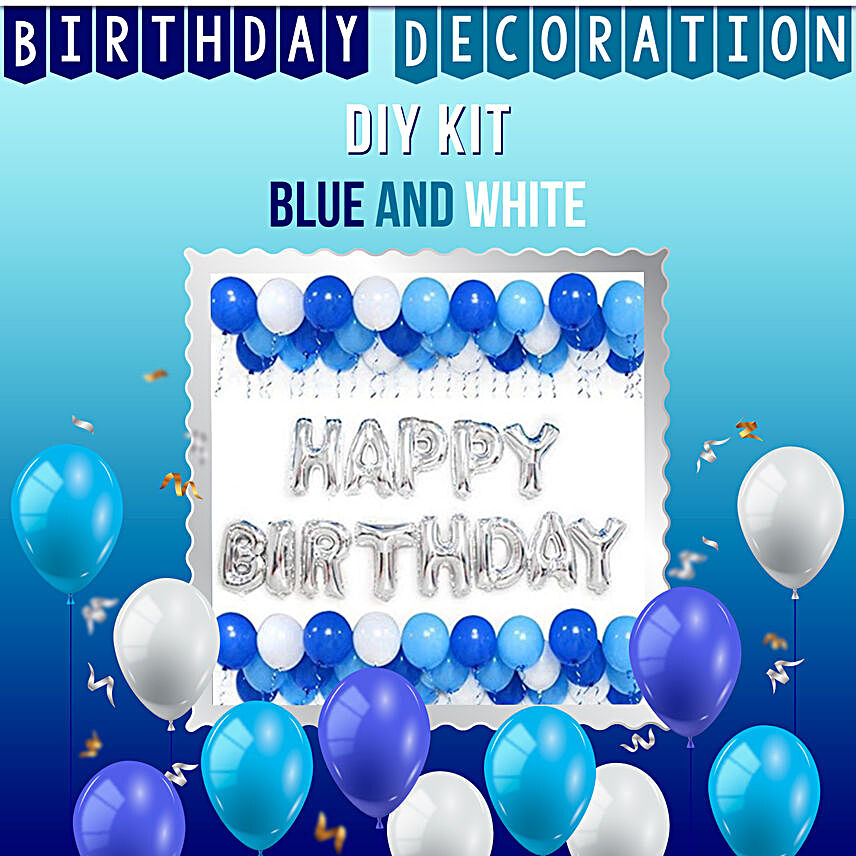 Birthday Balloon Decor DIY Kit Blue and White:Balloon Kits