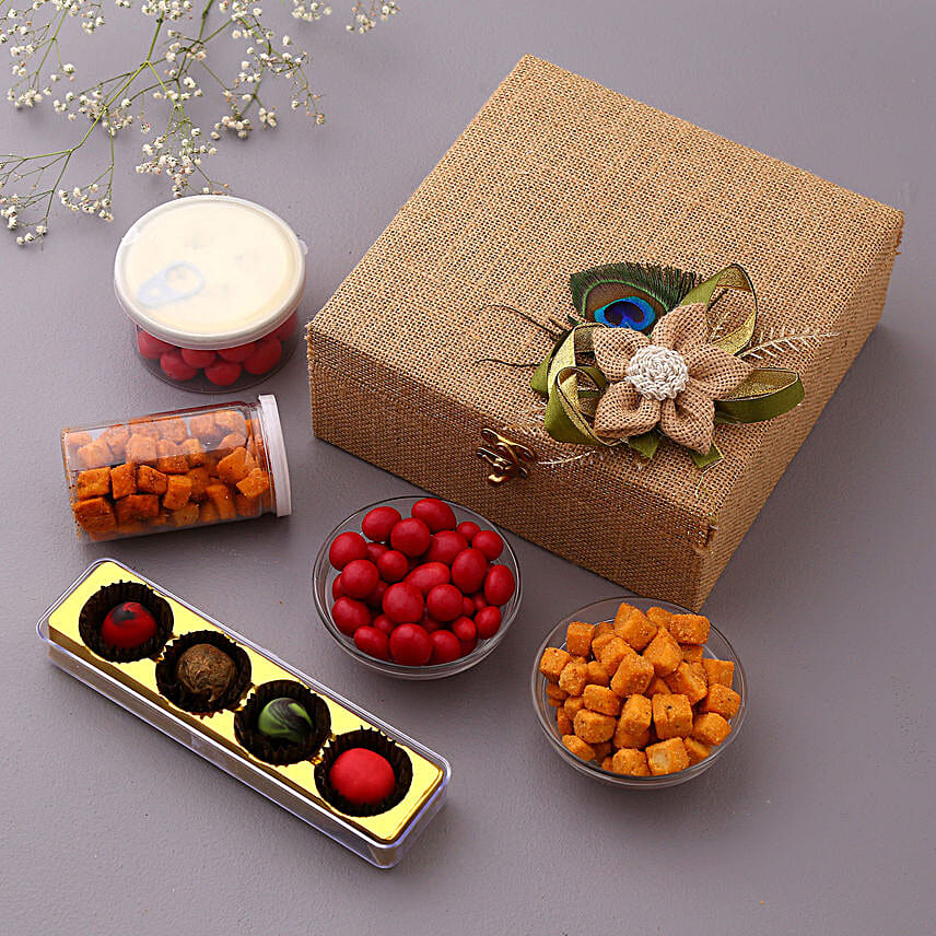 Shakkar Chocolates and Dry Fruits Jute Box Hamper