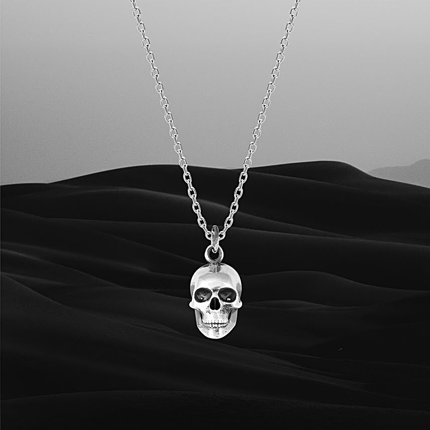 Oxidised Silver Devils Skull Pendant:Send Jewellery Gifts
