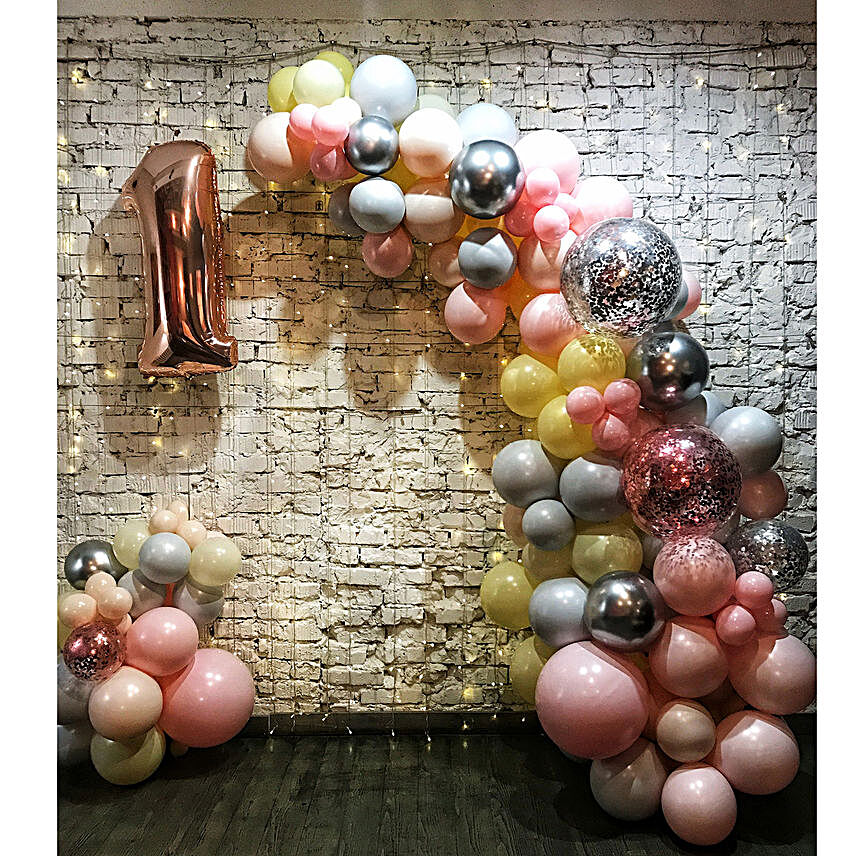Personalised Colourful Balloon Arch Decor
