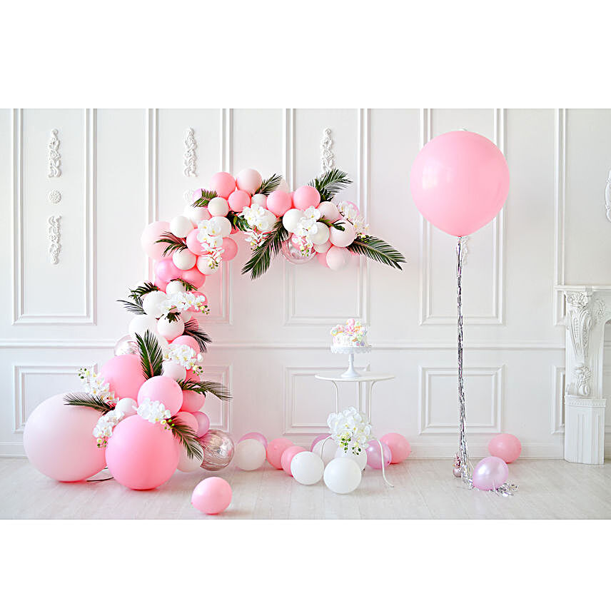Pink and White Balloon Garland Decor