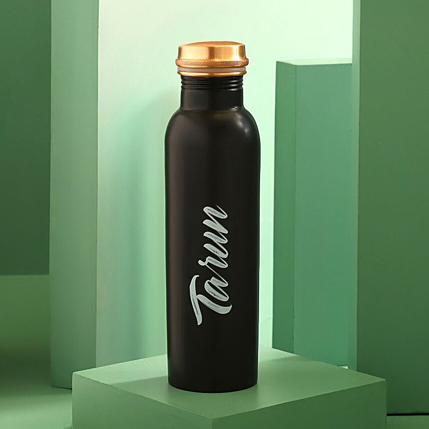 Personalised Black Copper Bottle:Designer Personalised Water Bottles