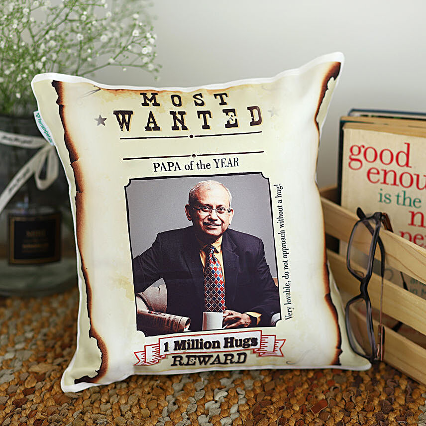Personalised Most Wanted Papa Cushion:Fathers Day Personalised Cushions