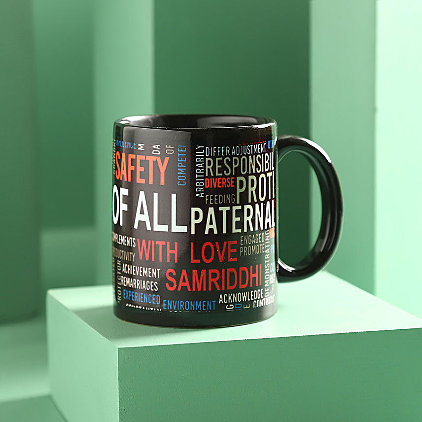 Personalised All In One Dad Black Mug Hand Delivery