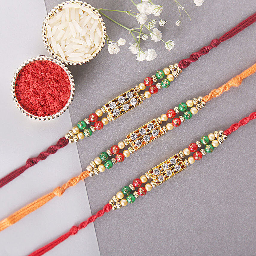 Sneh Elegant Beads Rakhis Set of 3:Buy Set of 3 Rakhis