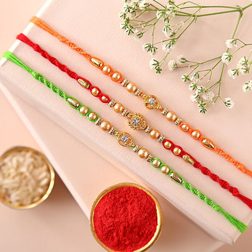 Sneh Traditional Glossy Beads Rakhis Set of 3