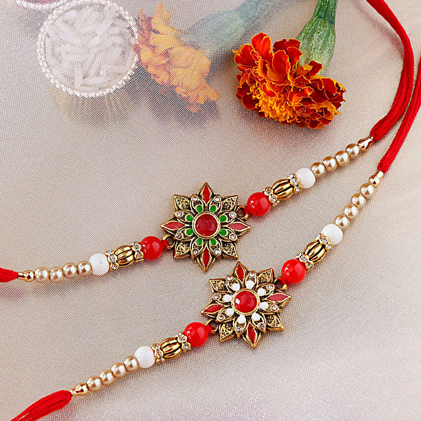 Sneh Stunning Meenakari Floral Rakhis Set of 2