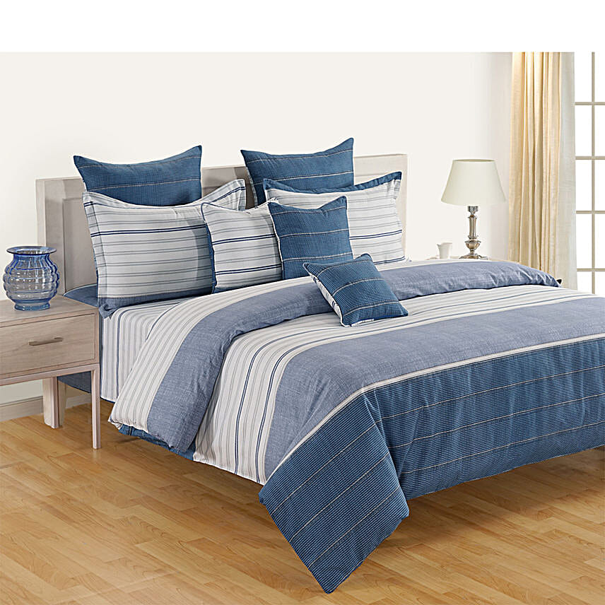 Buy/Send Swayam 200 TC Striped Cotton Double Bedsheet & Pillow Covers