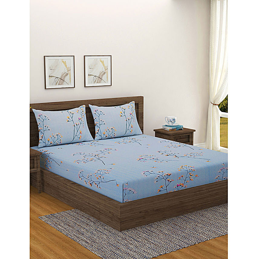 Swayam Floral Double Bedsheet and Pillow Covers:Home Furnishing Gifts