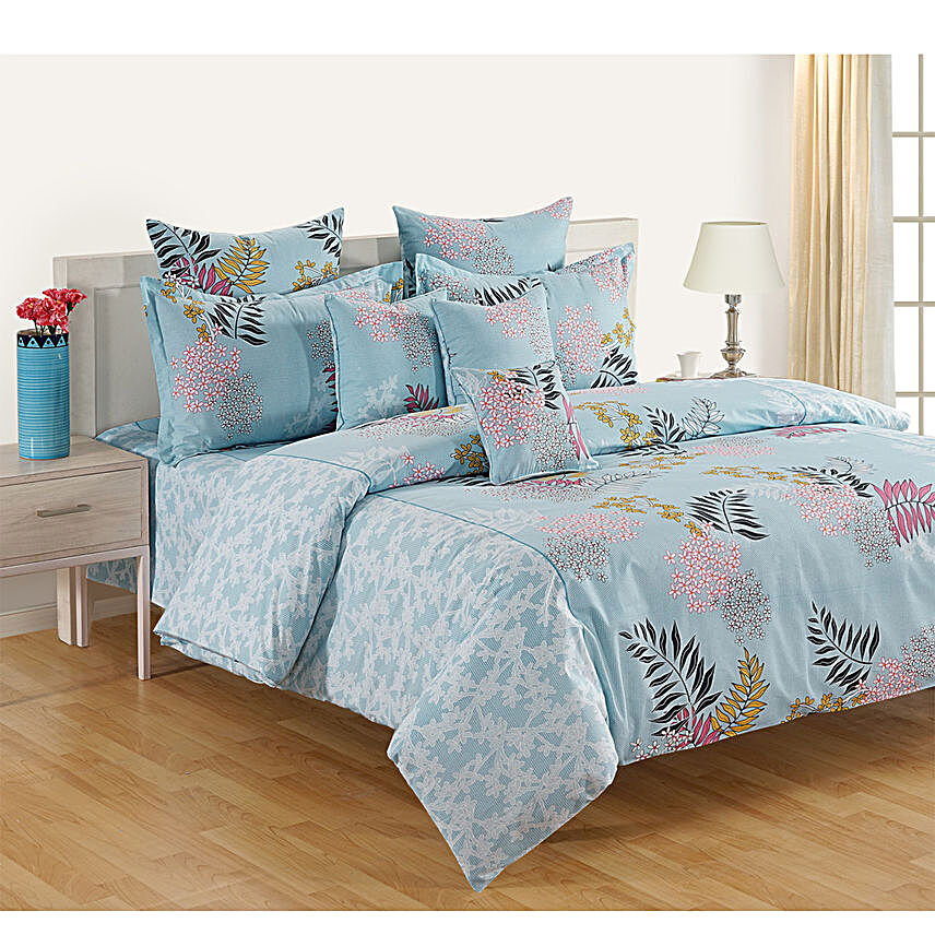 Swayam Floral Print 160 TC Cotton Double Bedsheet and Pillow Covers
