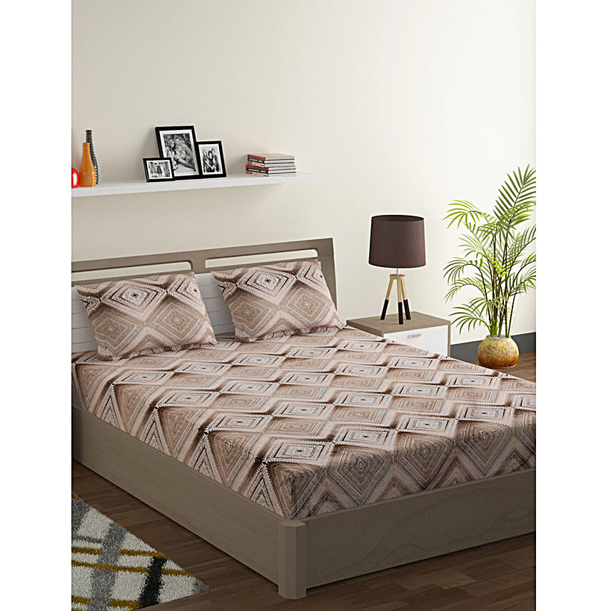 Buy/Send Swayam Motif Print Pure Cotton Double Bedsheet and Pillow