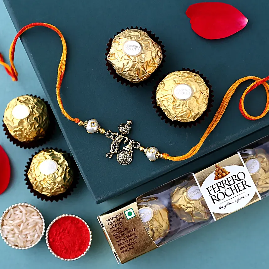 Sneh Bal Gopal Matki Rakhi and Ferrero Rocher:Raksha Bandhan Chocolates
