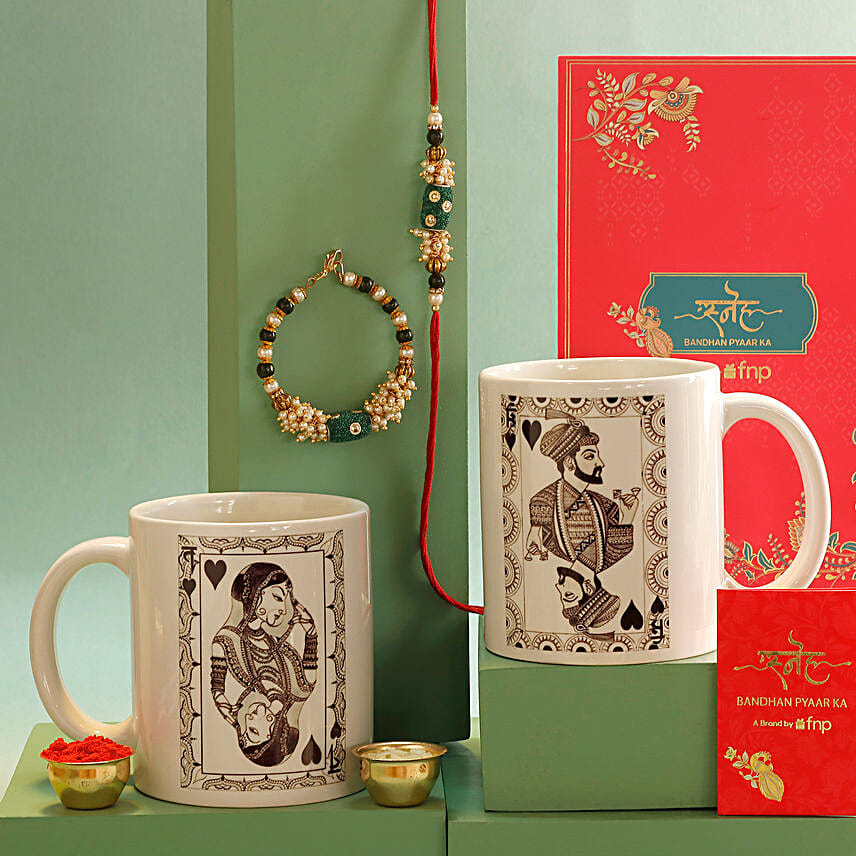 Sneh Pearl Bhaiya Bhabhi Rakhi Set N King Queen Mugs