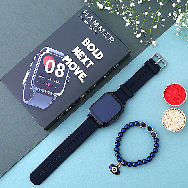 Buy/Send Sneh Evil Eye Rakhi N Hammer Pulse2 Smartwatch Online- FNP