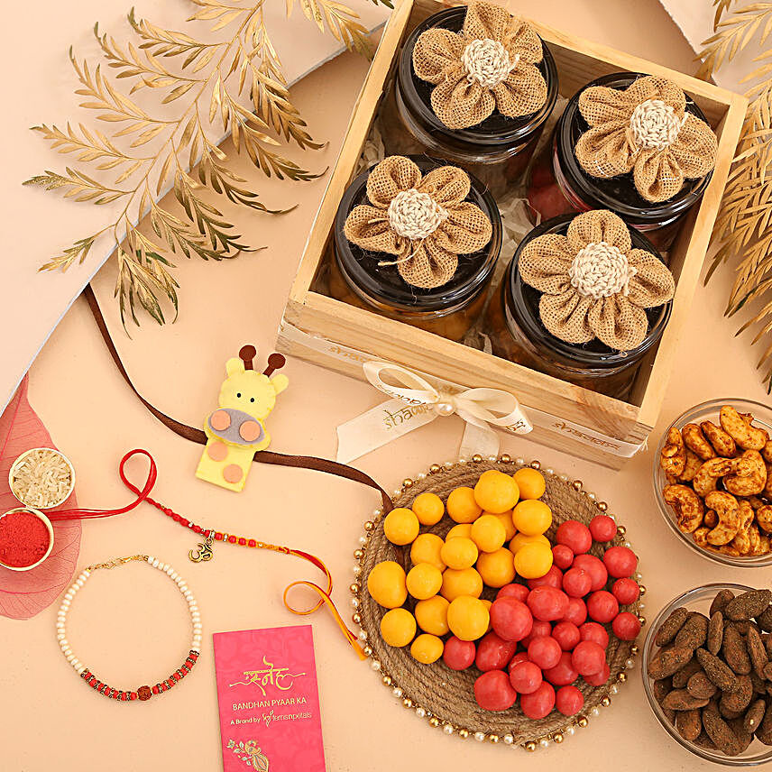 Sneh Divine Cute Kids Rakhi Set With Assorted Sweet Treats Tray:Rakhi Delivery In Bangalore