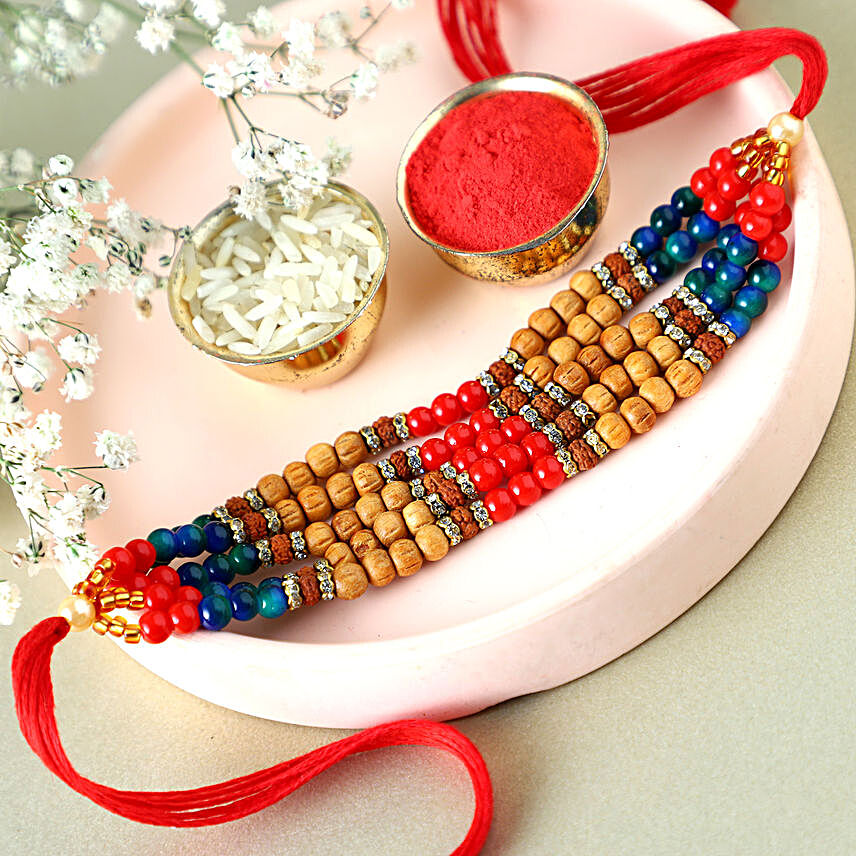 Sneh Wooden Beads Colourful Rakhi:Send Rakhi to Ichalkaranji