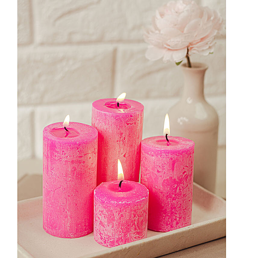 Set Of 4 Fragrant Pillar Candles