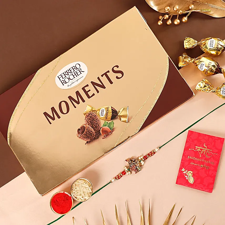 Sneh Golden Radha Krishna Rakhi and Ferrero Rocher Moments
