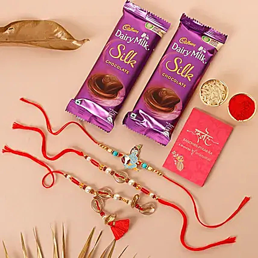Sneh Bal Krishna Kids Rakhi and Cadbury Silk Chocolates