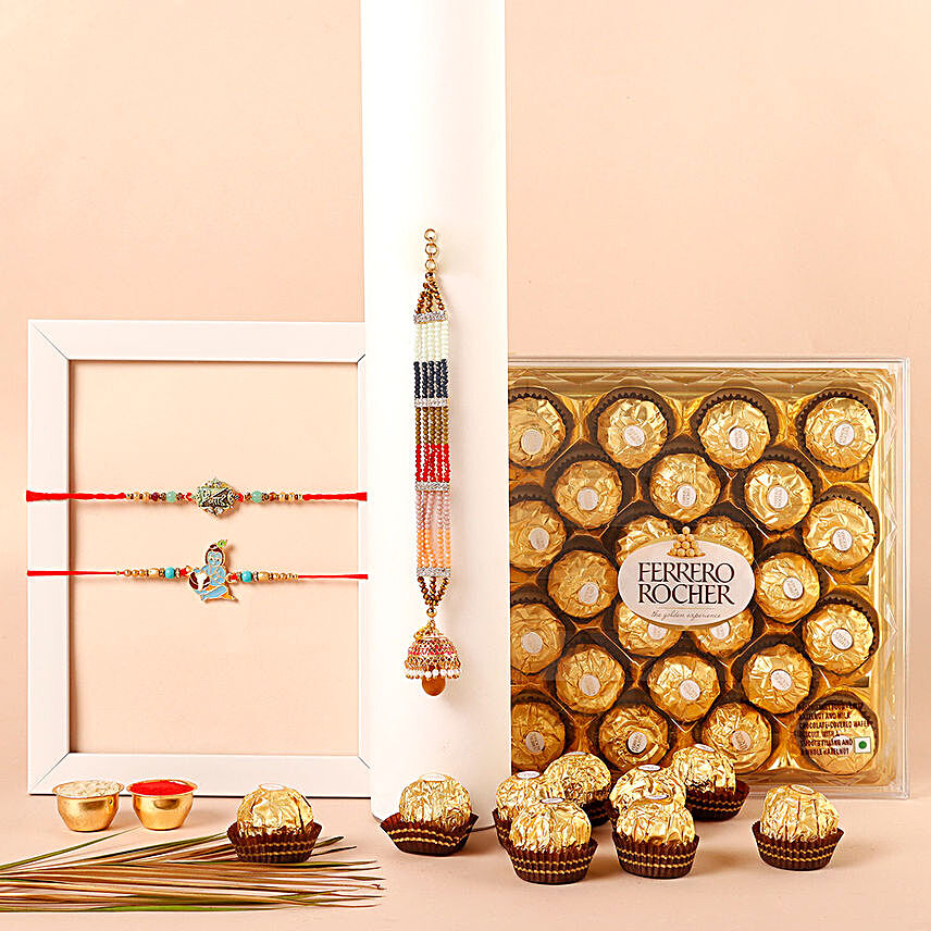 Sneh Bal Krishna Kids Rakhi and Ferrero Rocher Box
